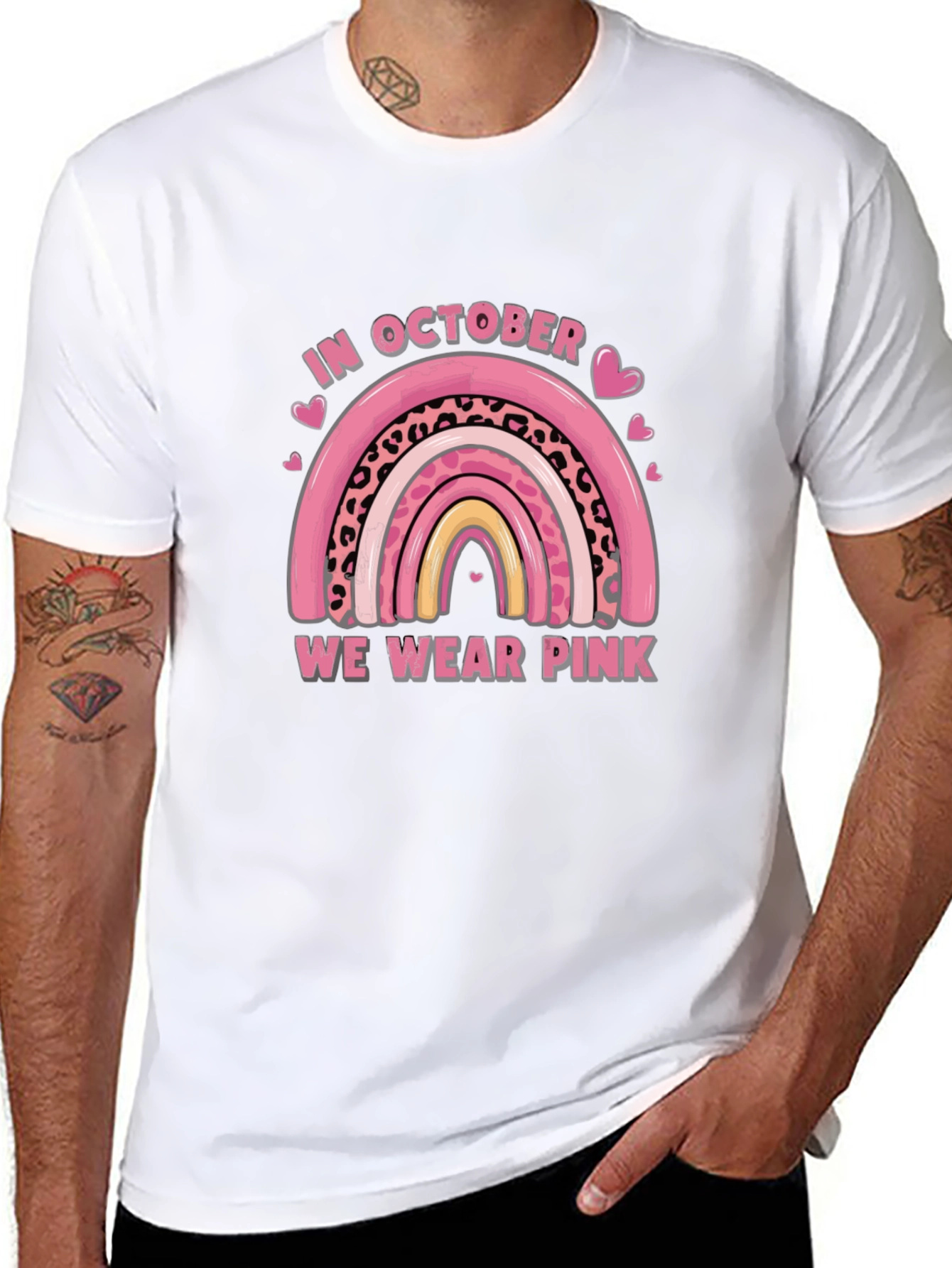 October Breast Cancer Awareness Rainbow T-Shirt