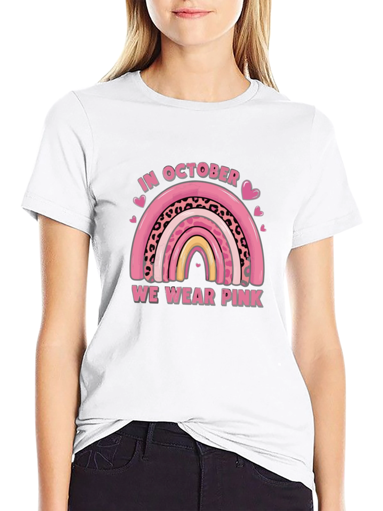 October Breast Cancer Awareness Rainbow T-Shirt