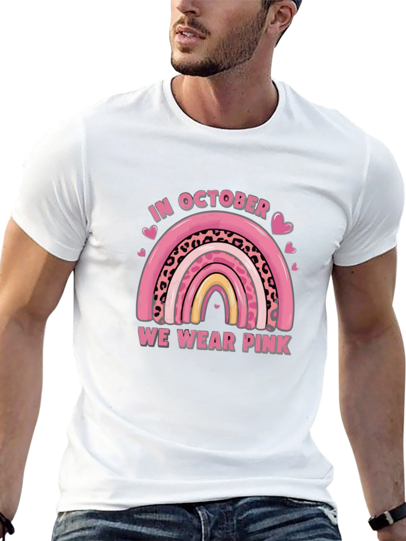 October Breast Cancer Awareness Rainbow T-Shirt