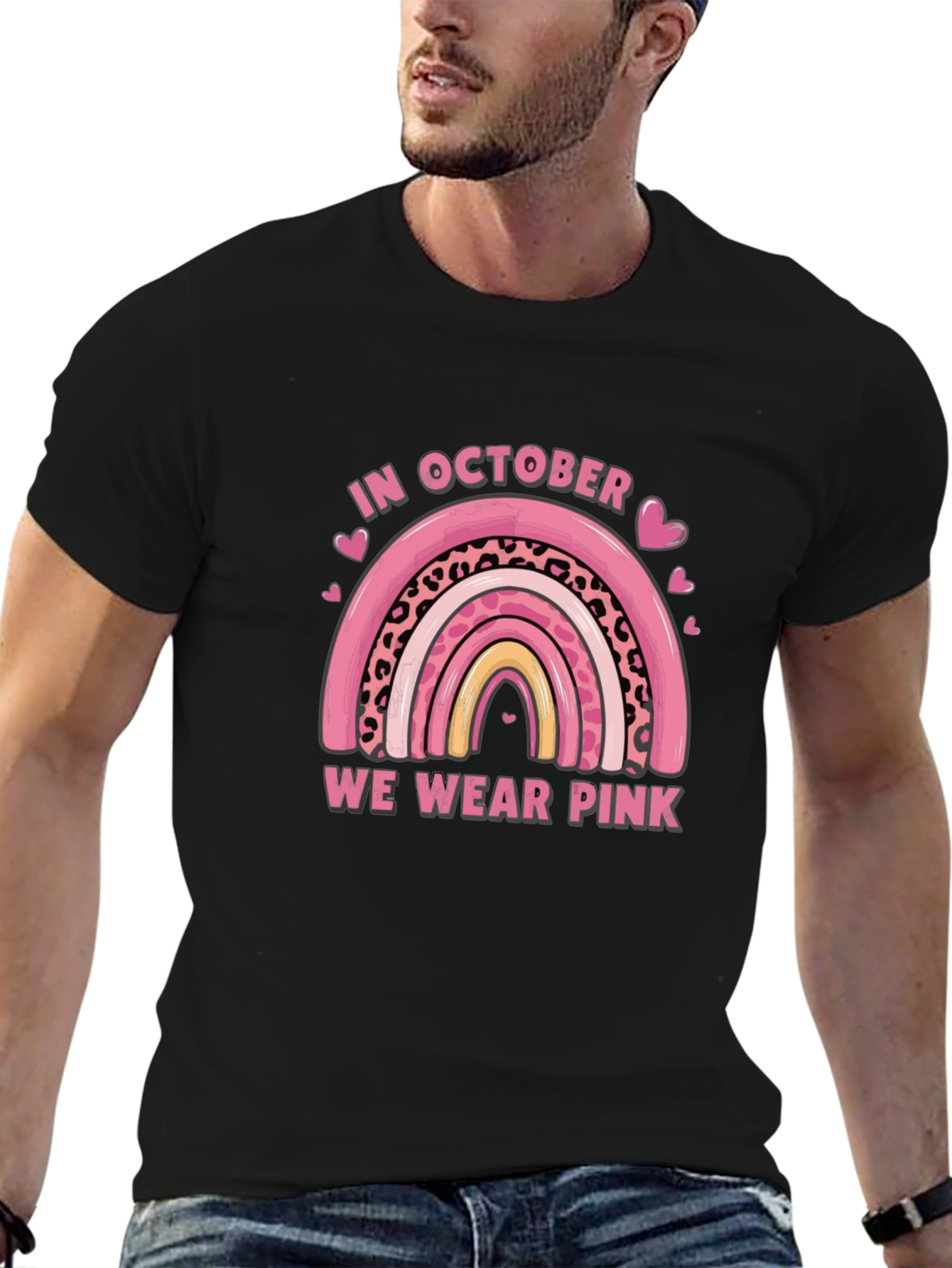 October Breast Cancer Awareness Rainbow T-Shirt