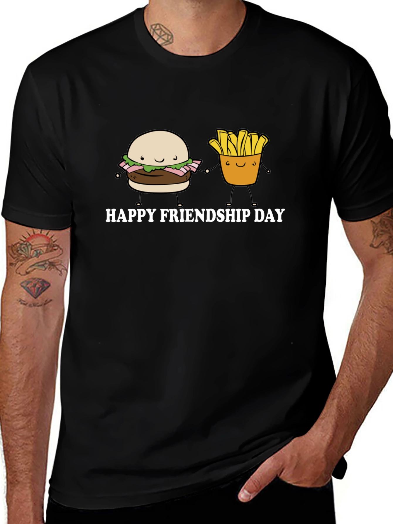 Happy Friendship Day Burger and Fries T-Shirt