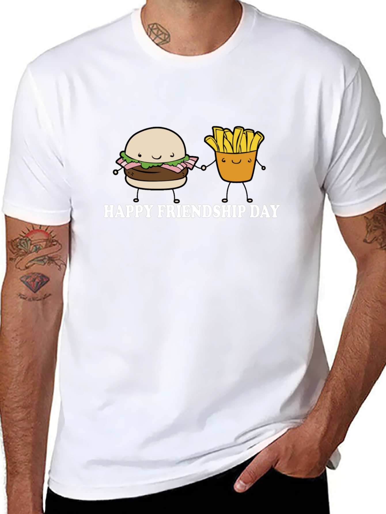 Happy Friendship Day Burger and Fries T-Shirt