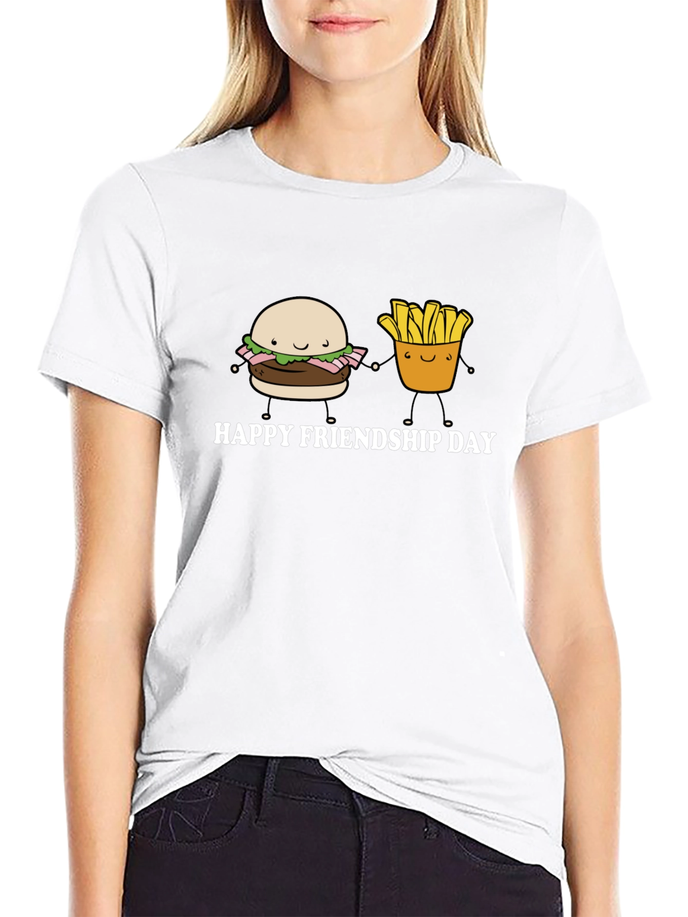 Happy Friendship Day Burger and Fries T-Shirt