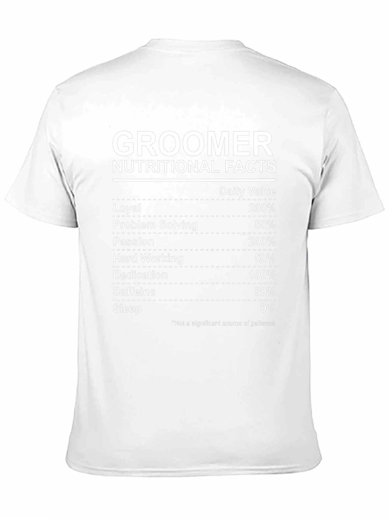 Groomer Nutritional Facts Black T-Shirt - Funny Gift