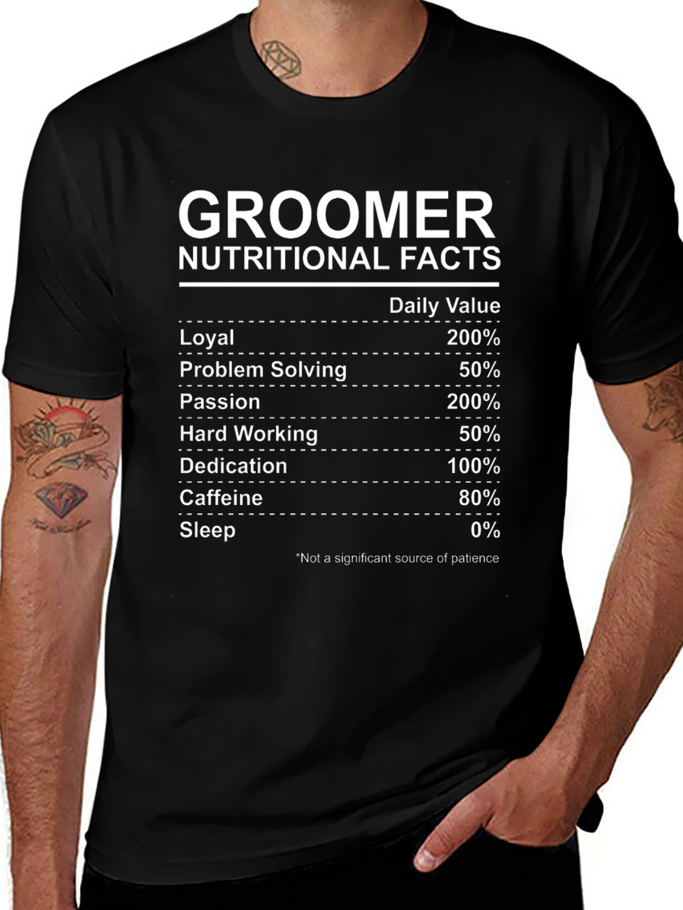 Groomer Nutritional Facts Black T-Shirt - Funny Gift