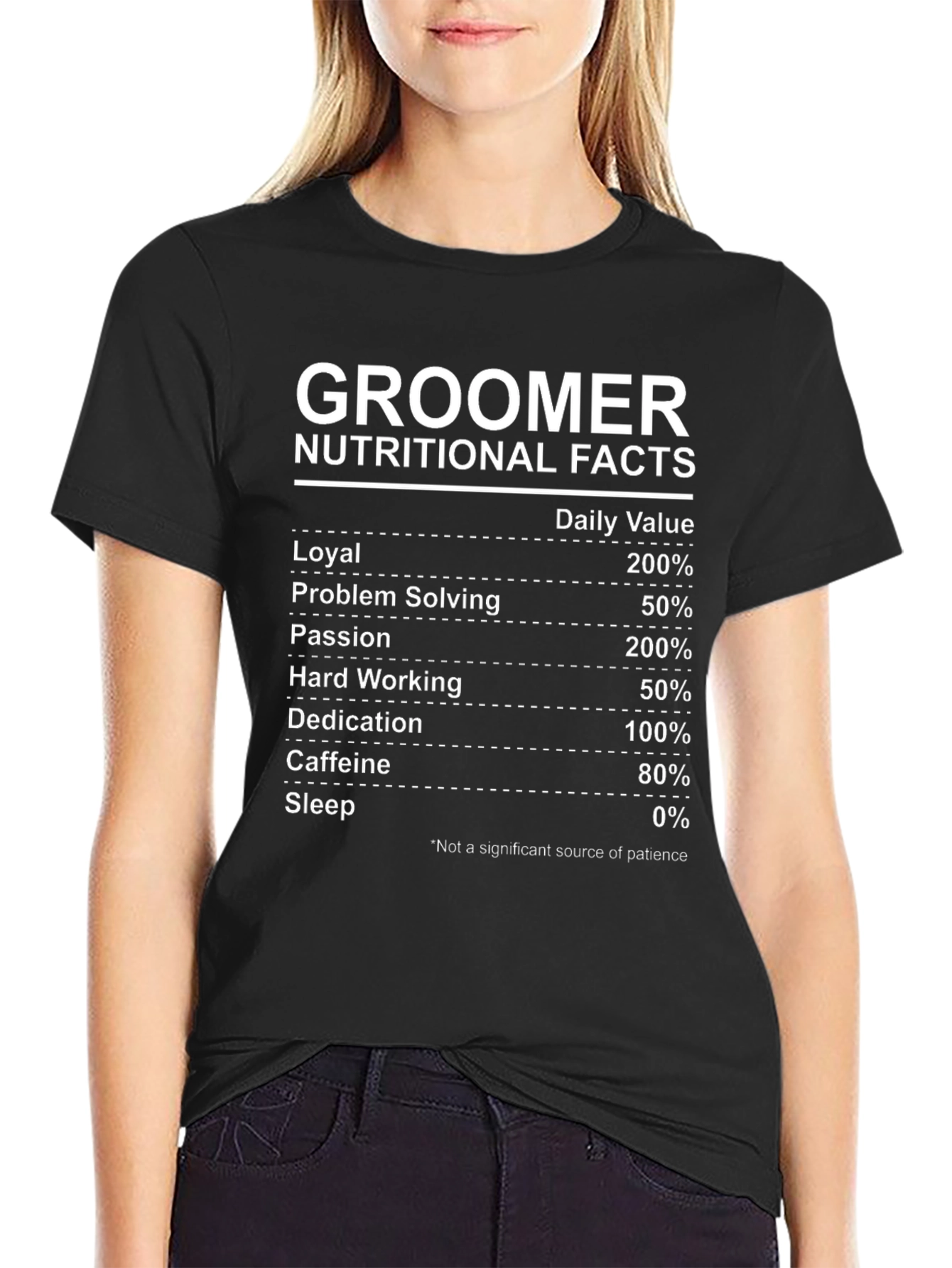 Groomer Nutritional Facts Black T-Shirt - Funny Gift