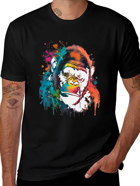 Colorful Gorilla Graphic Print Mens T-Shirt