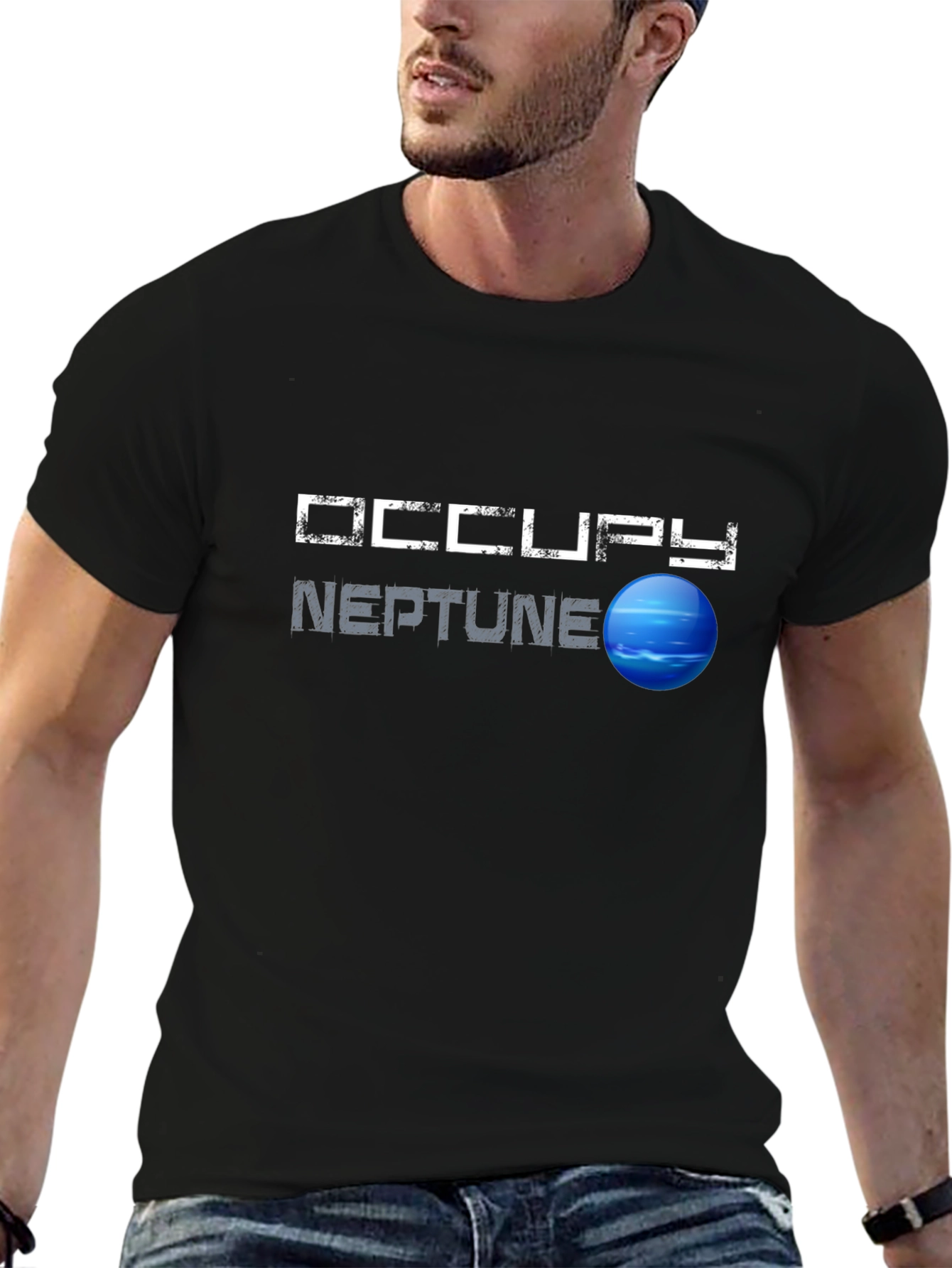 Occupy Neptune Graphic T-Shirt - Space Exploration Tee