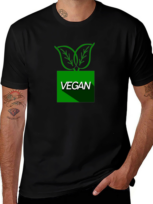 Vegan Leaf Graphic T-Shirt - Black