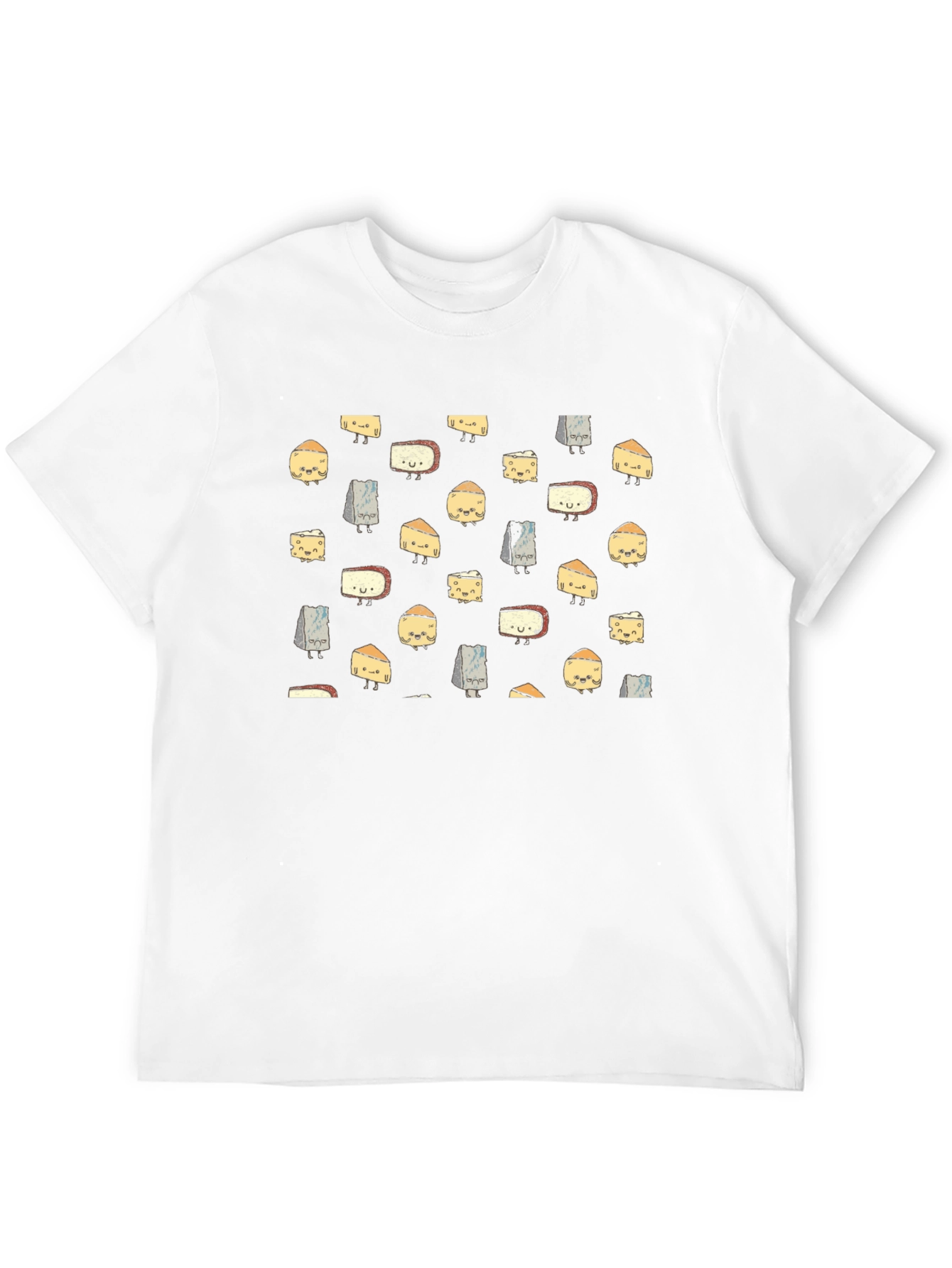 Funny Cheese Pattern Black T-Shirt
