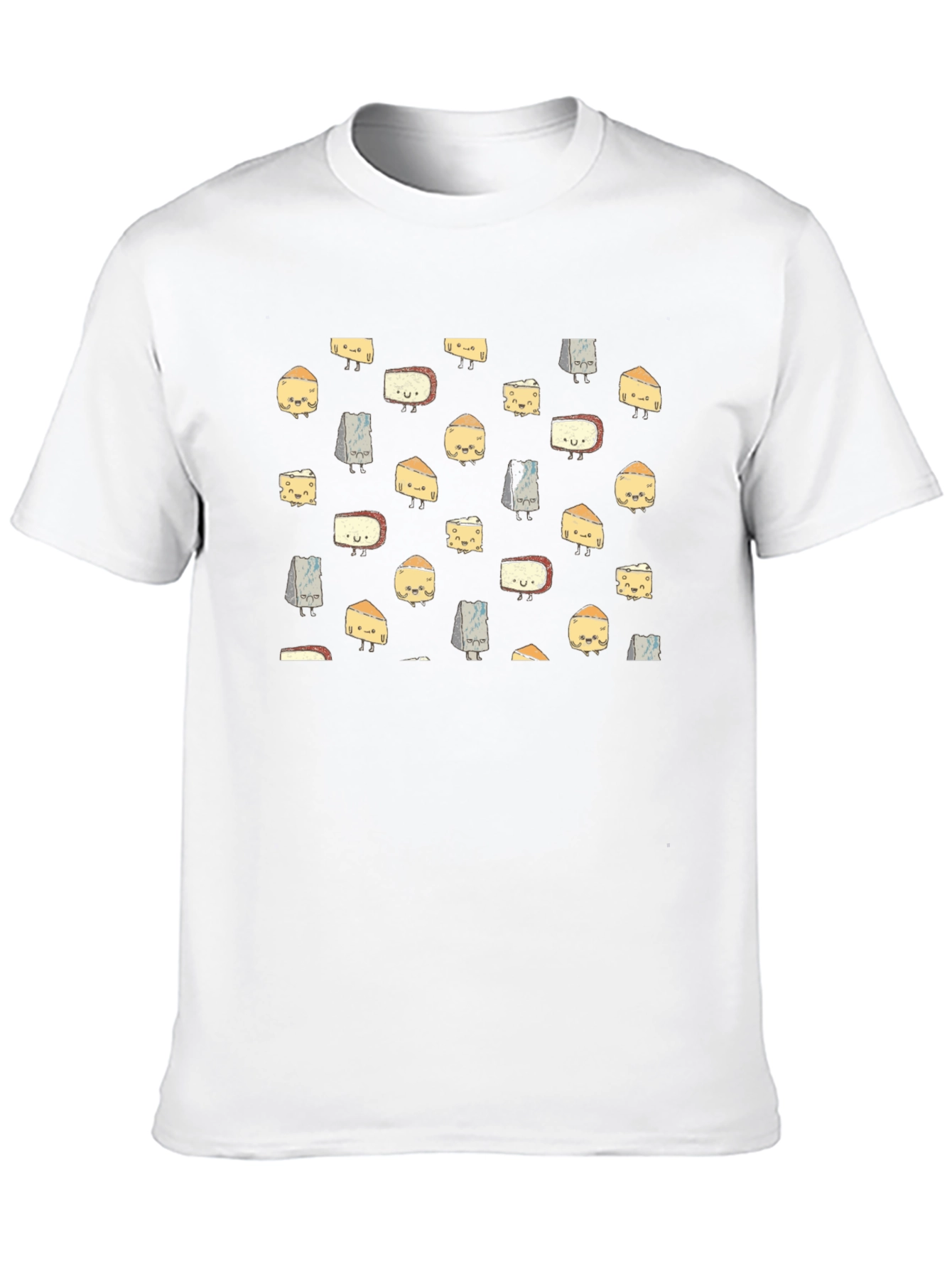 Funny Cheese Pattern Black T-Shirt