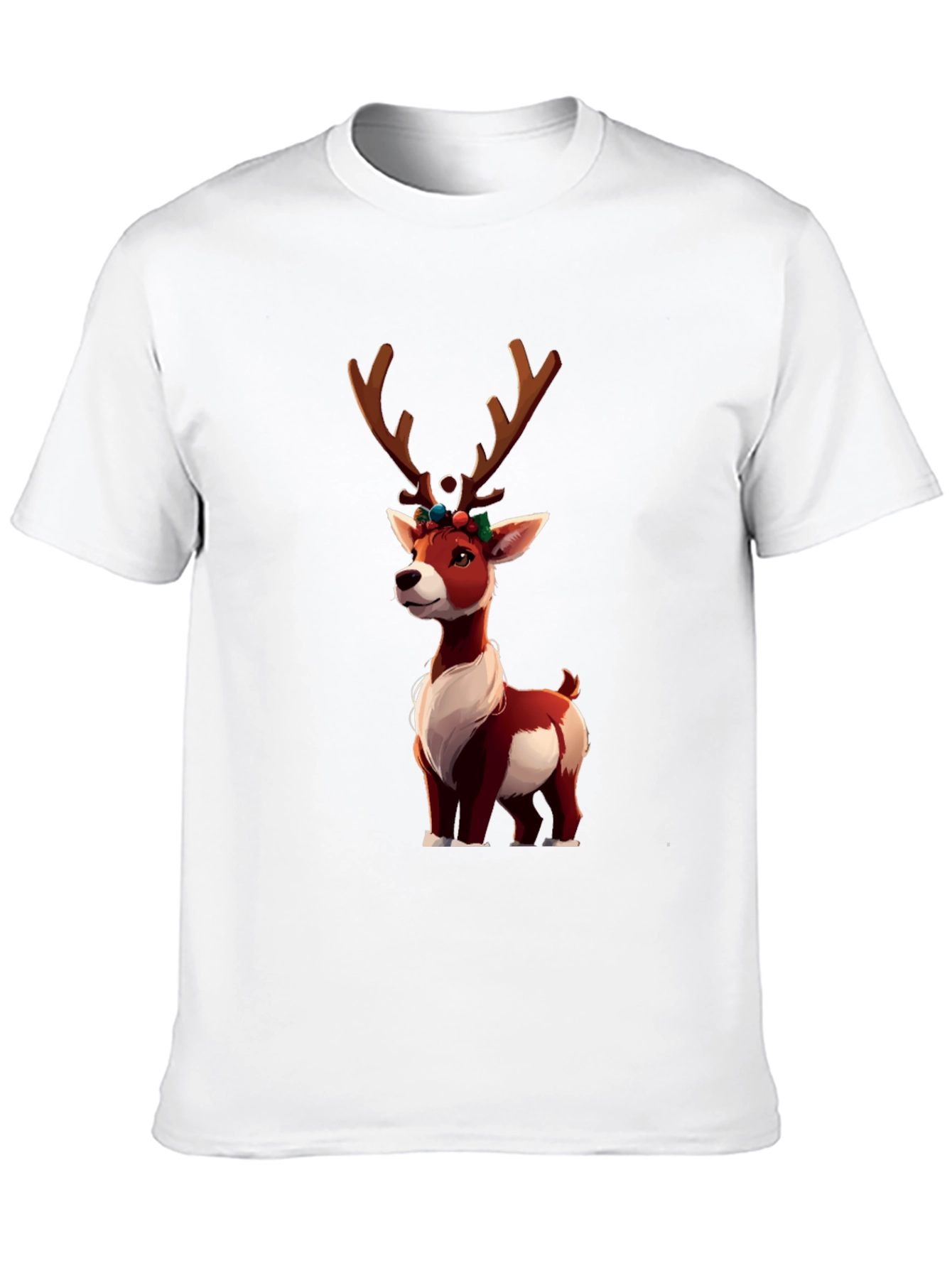 Festive Reindeer Graphic Tee - Holiday Cheer