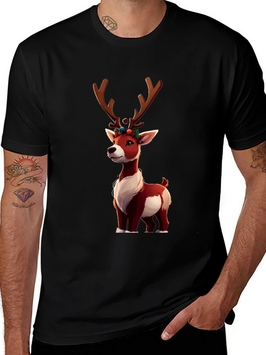 Festive Reindeer Graphic Tee - Holiday Cheer