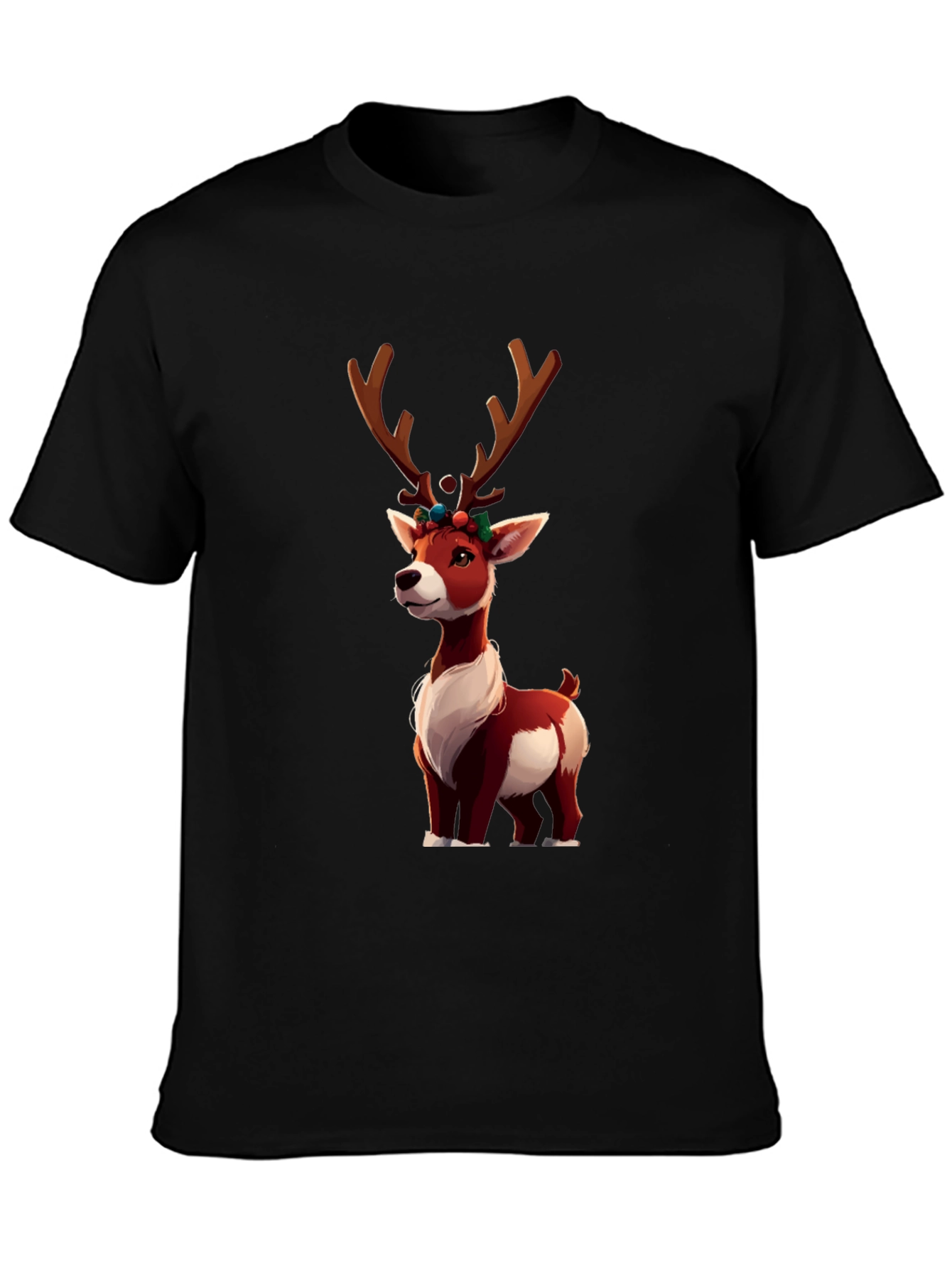 Festive Reindeer Graphic Tee - Holiday Cheer