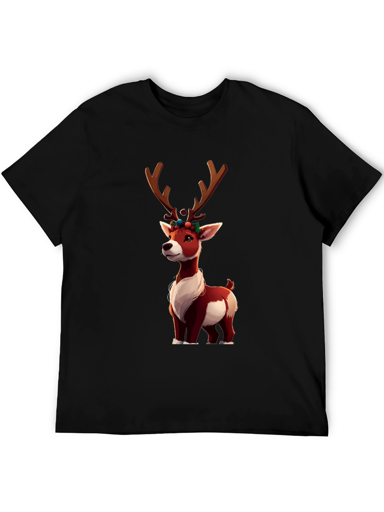 Festive Reindeer Graphic Tee - Holiday Cheer
