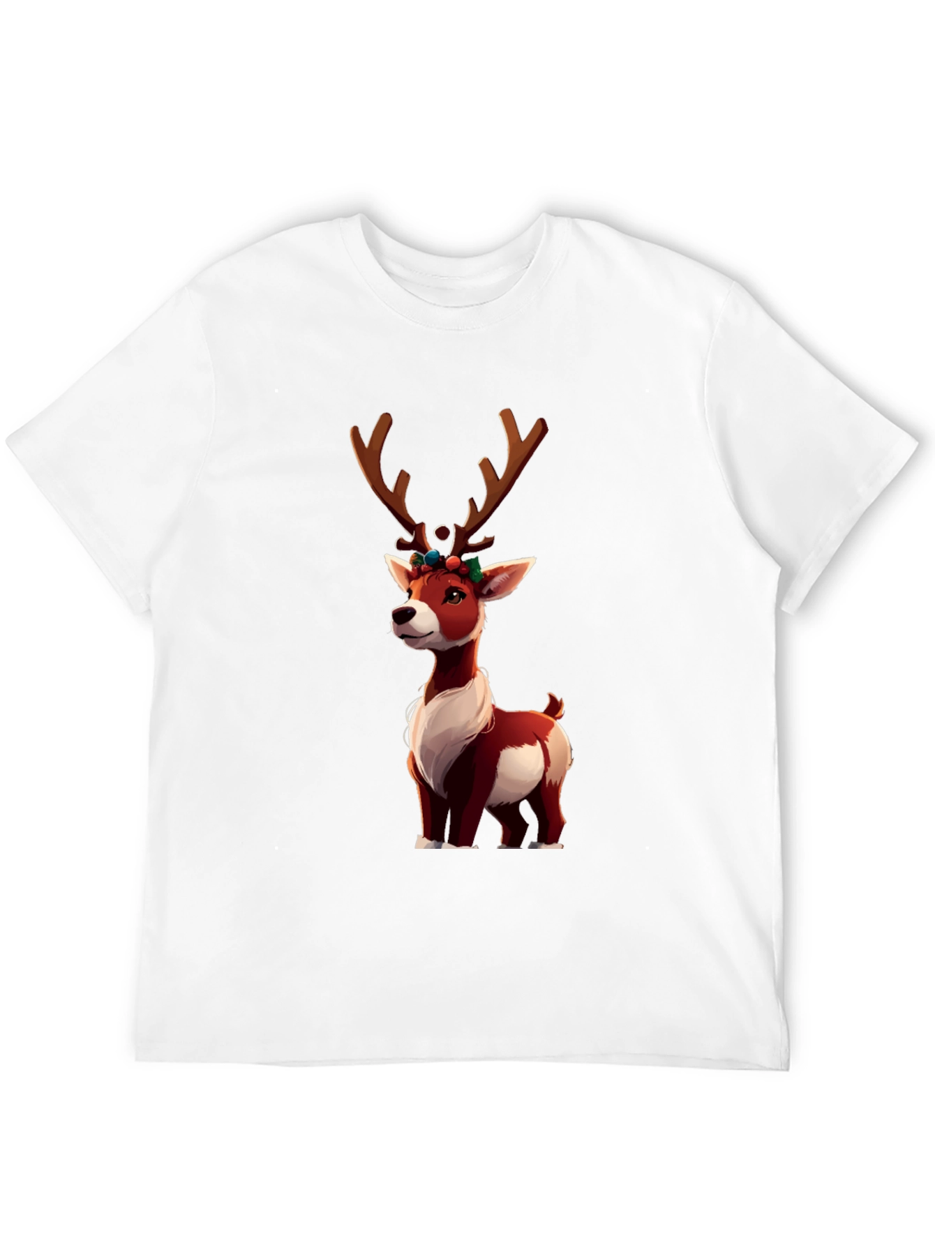 Festive Reindeer Graphic Tee - Holiday Cheer