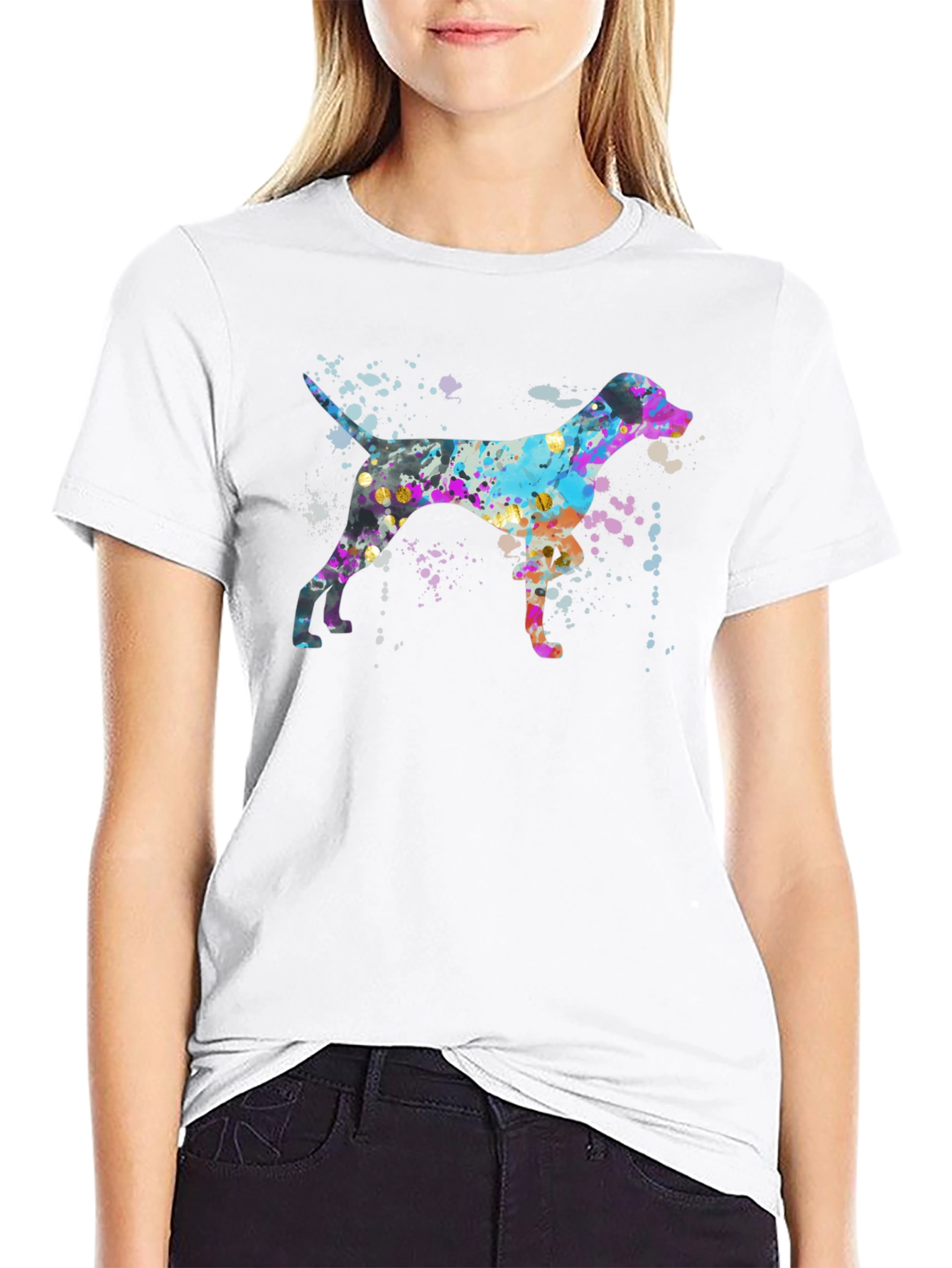 Watercolor Dog Graphic T-Shirt