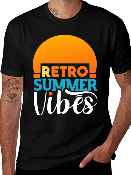 Retro Summer Vibes Graphic Tee - Black Short Sleeve T-Shirt