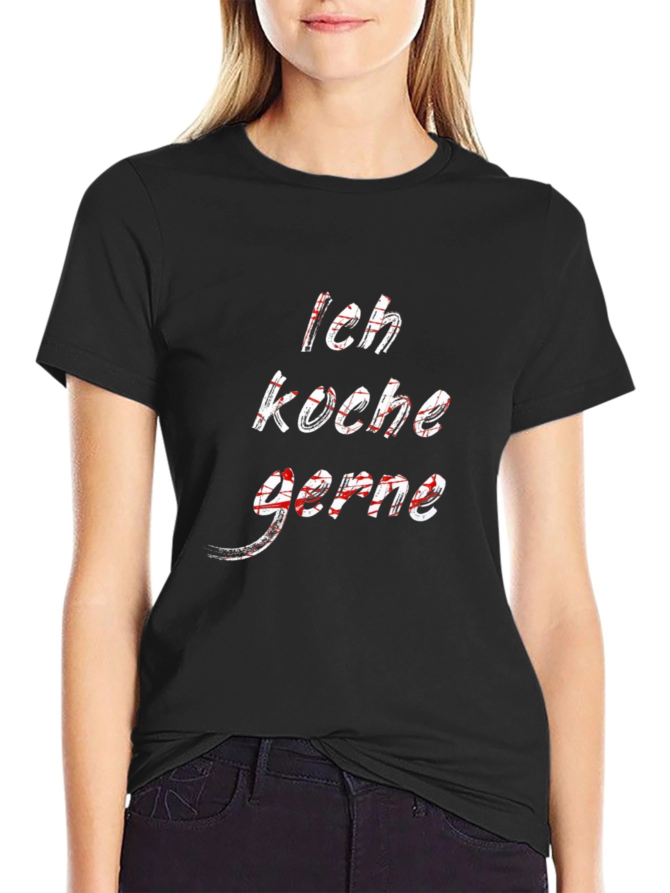 Ich Koche Gerne T-Shirt - Black Crew Neck