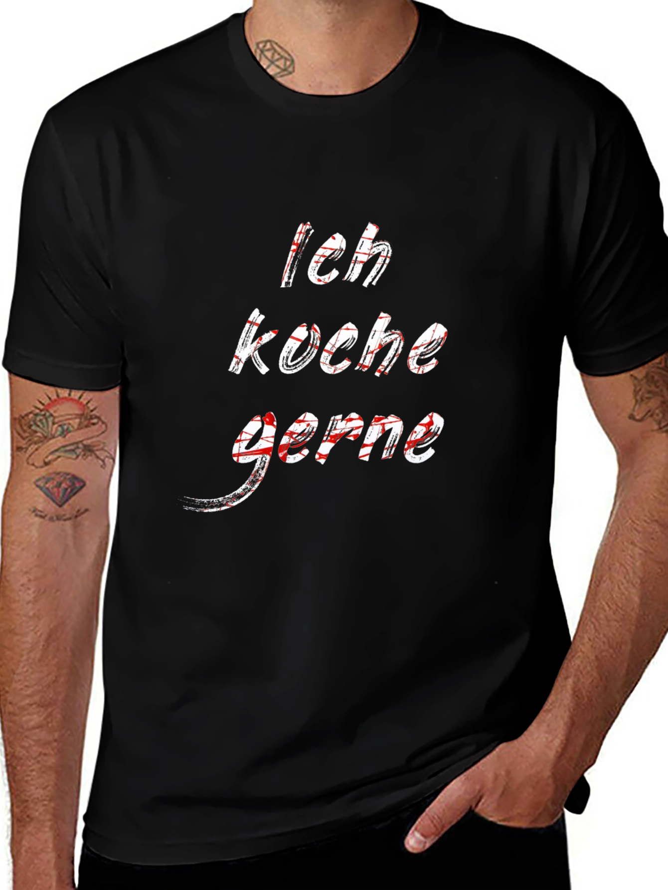 Ich Koche Gerne T-Shirt - Black Crew Neck