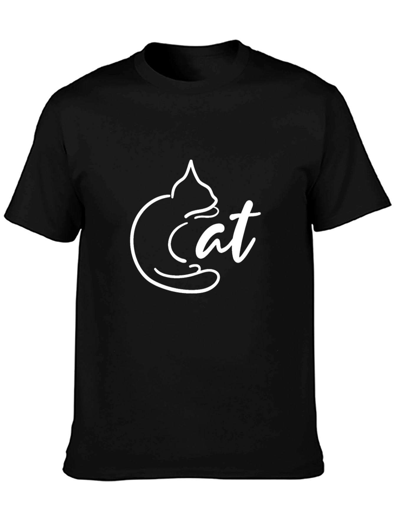 Cool Cat Graphic Tee - Unique Design Black Shirt