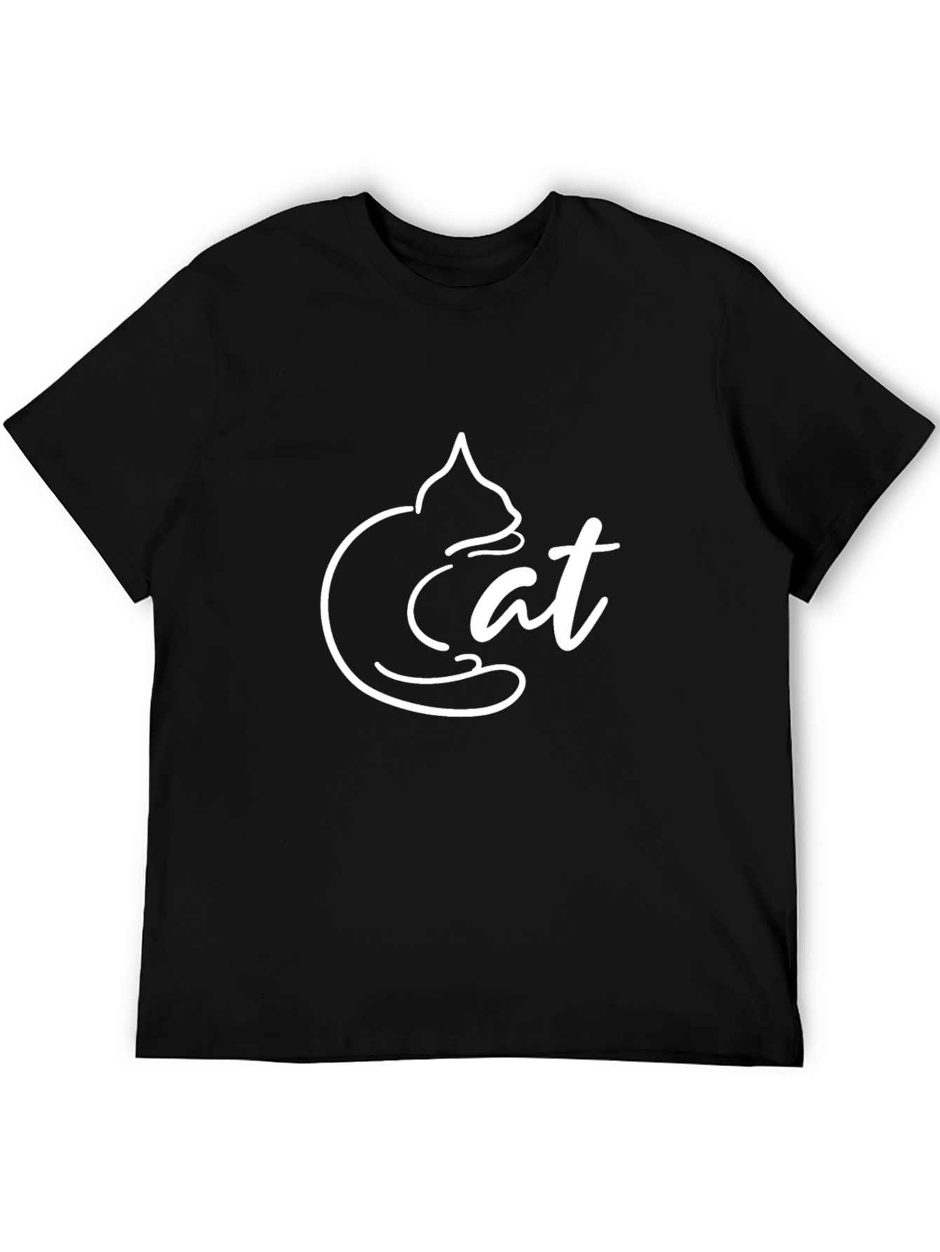 Cool Cat Graphic Tee - Unique Design Black Shirt