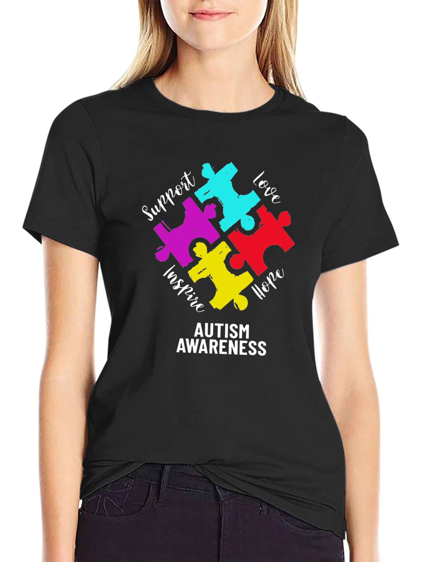 Autism Awareness Puzzle Piece Graphic T-Shirt