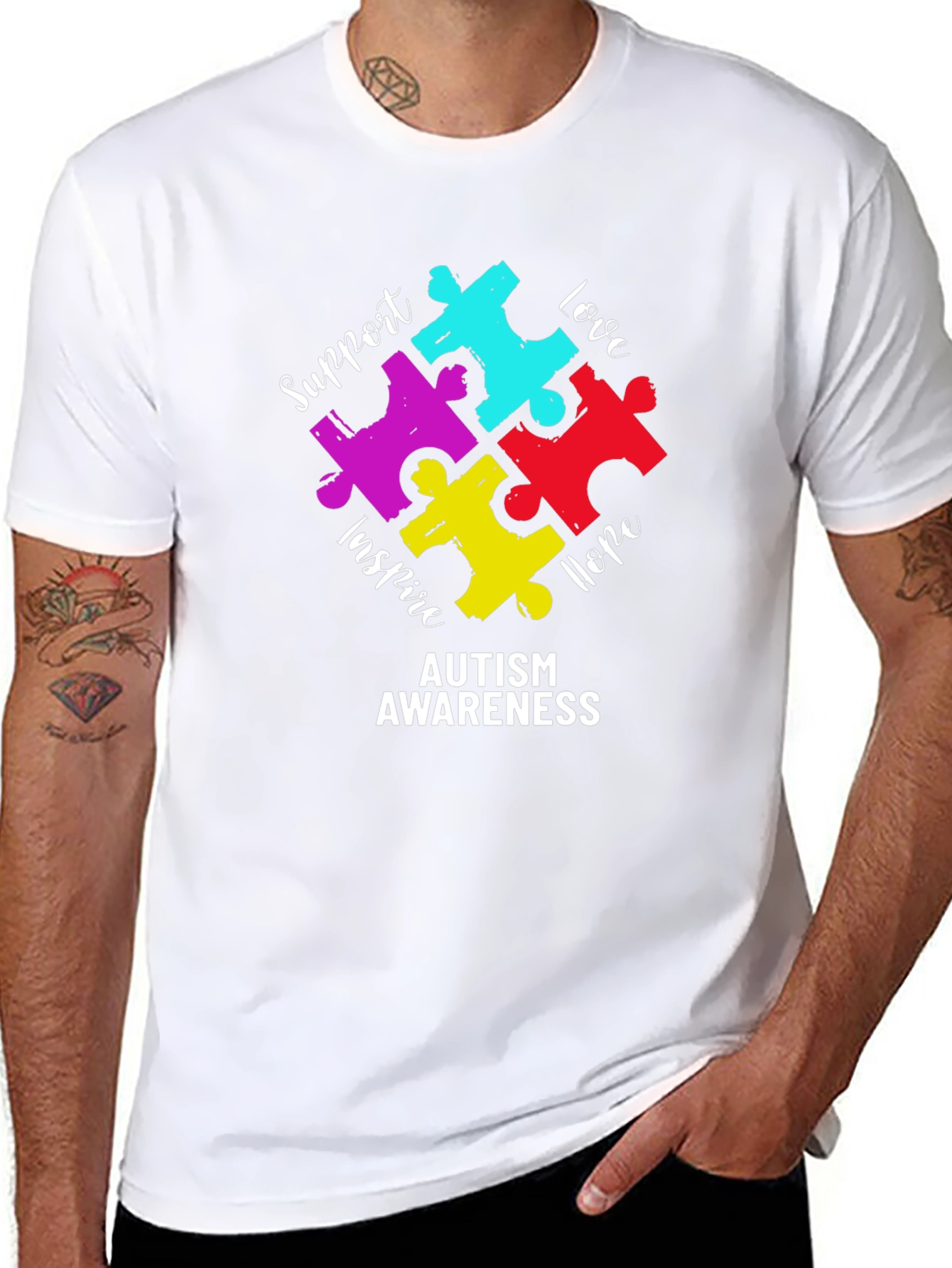 Autism Awareness Puzzle Piece Graphic T-Shirt