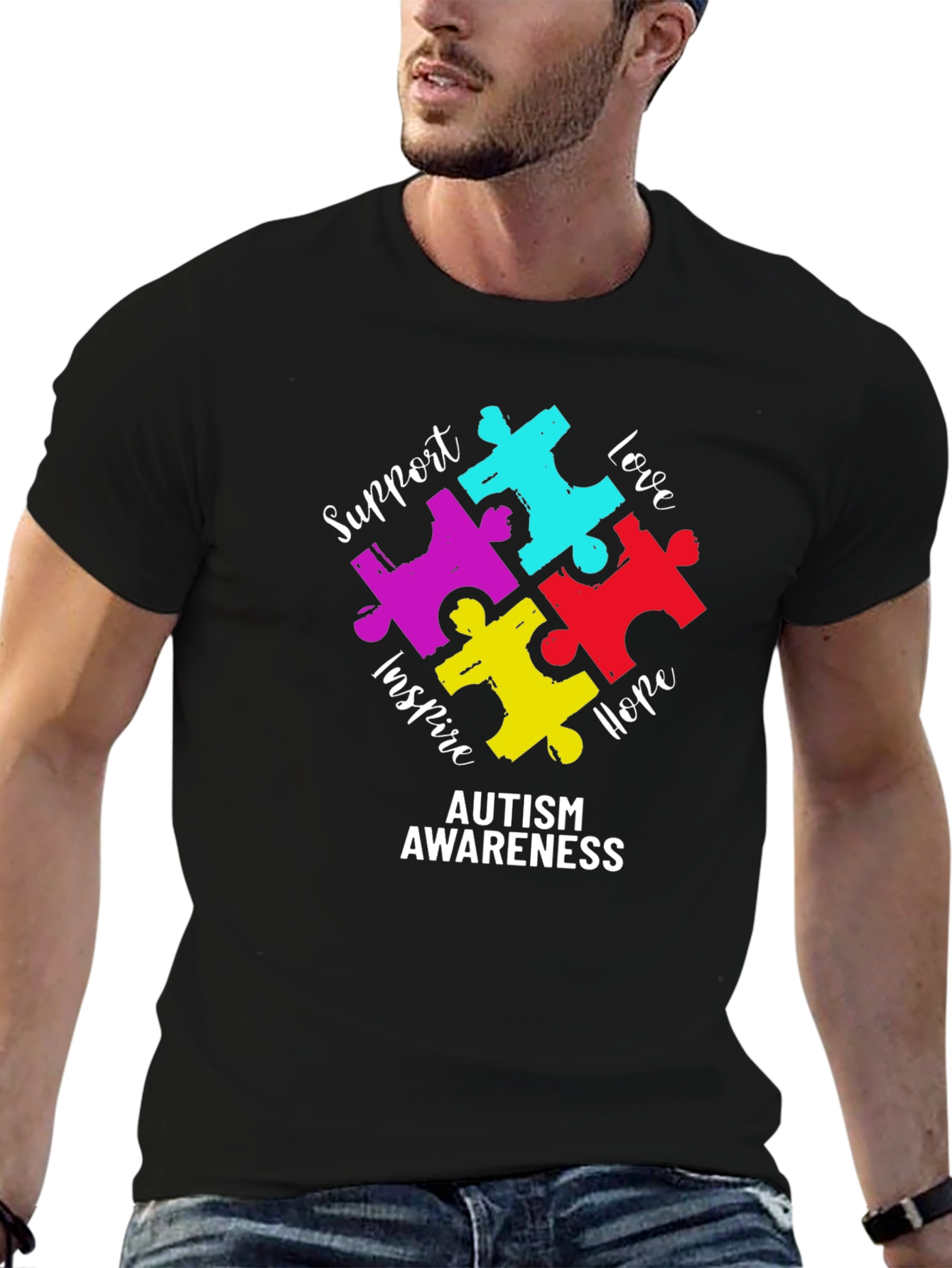 Autism Awareness Puzzle Piece Graphic T-Shirt