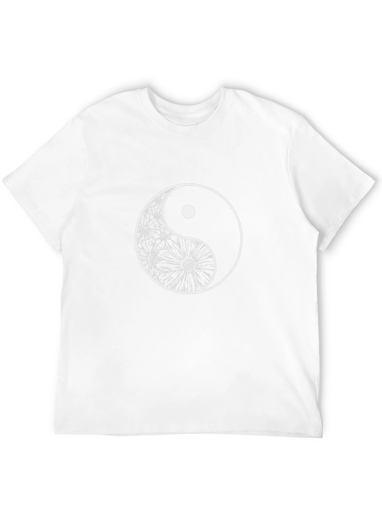 Yin Yang Floral T-Shirt - Casual Black Tee