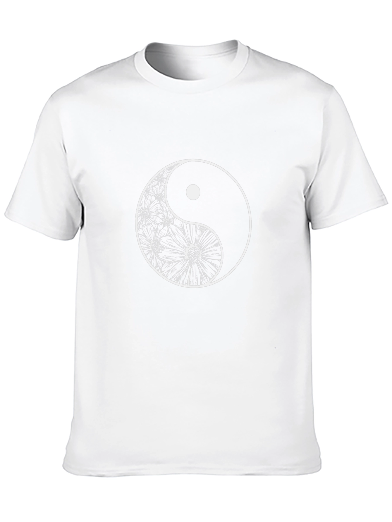 Yin Yang Floral T-Shirt - Casual Black Tee