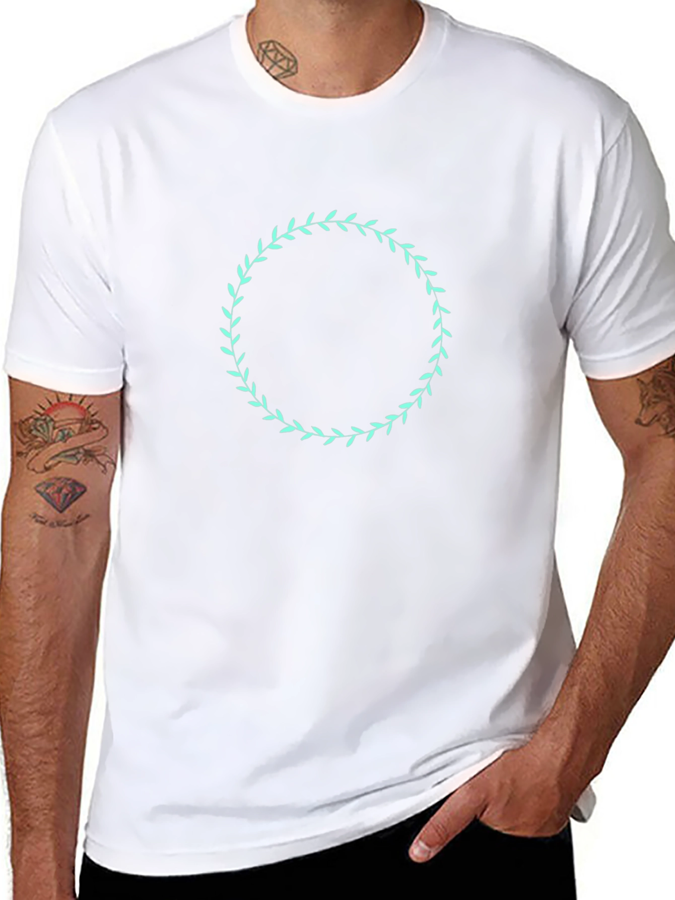 Leaf Wreath Graphic Black T-Shirt