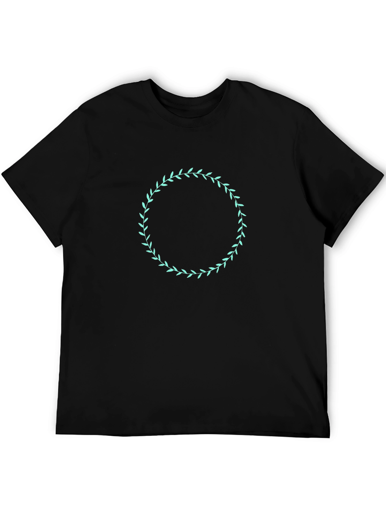 Leaf Wreath Graphic Black T-Shirt