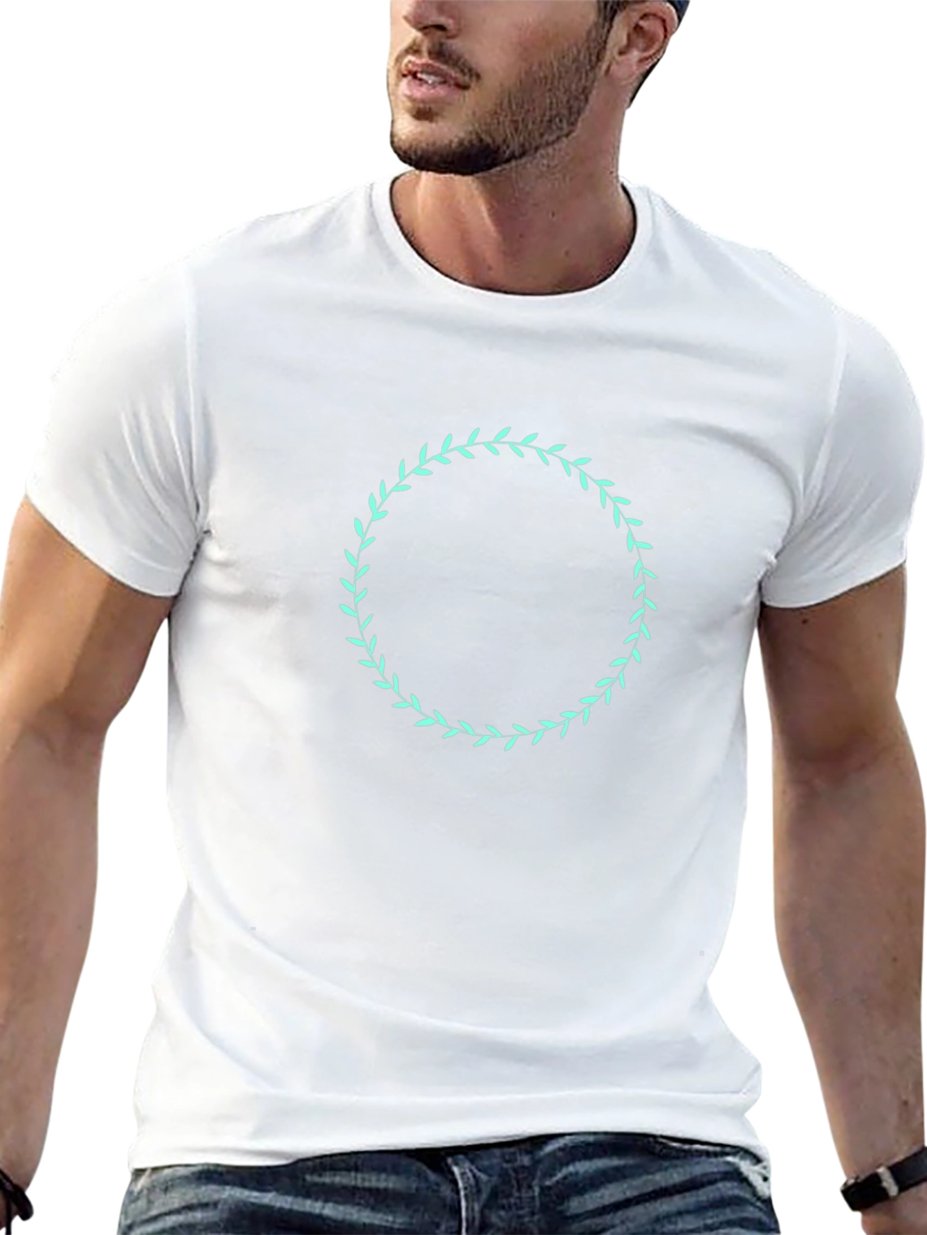 Leaf Wreath Graphic Black T-Shirt