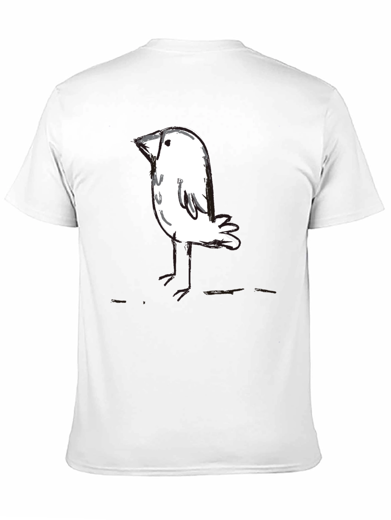 Whimsical Bird Graphic Tee - Black Unisex T-Shirt