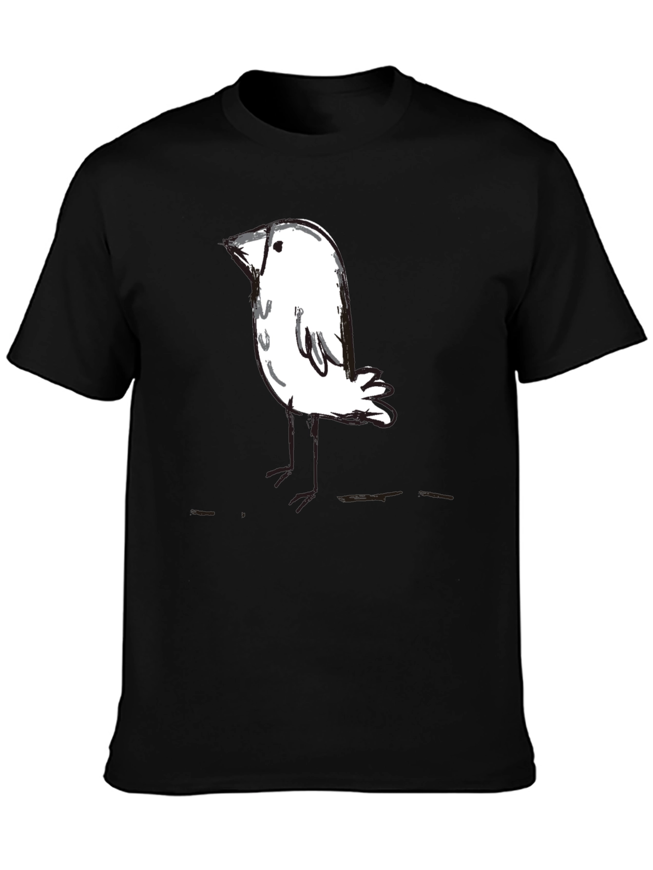 Whimsical Bird Graphic Tee - Black Unisex T-Shirt