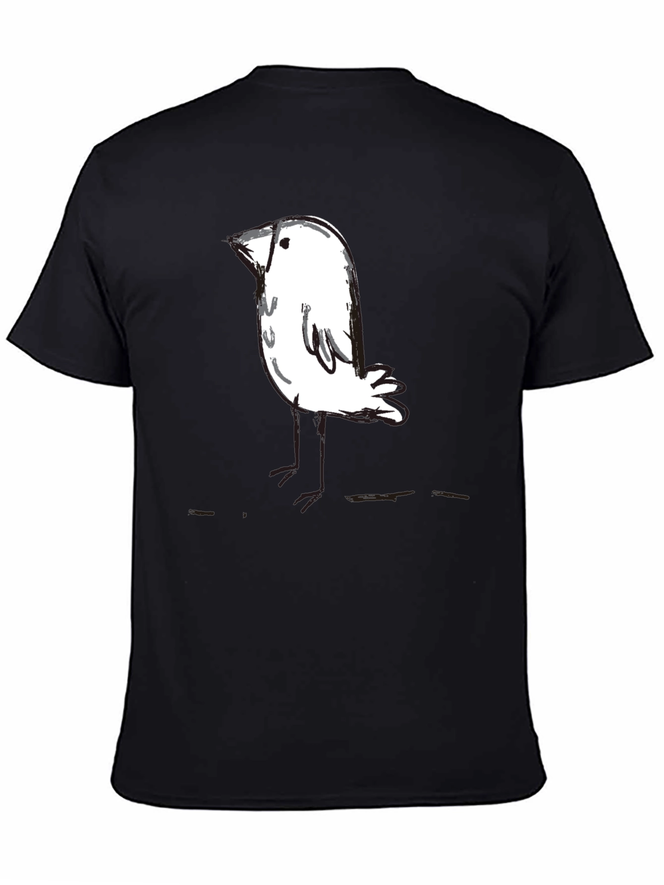 Whimsical Bird Graphic Tee - Black Unisex T-Shirt