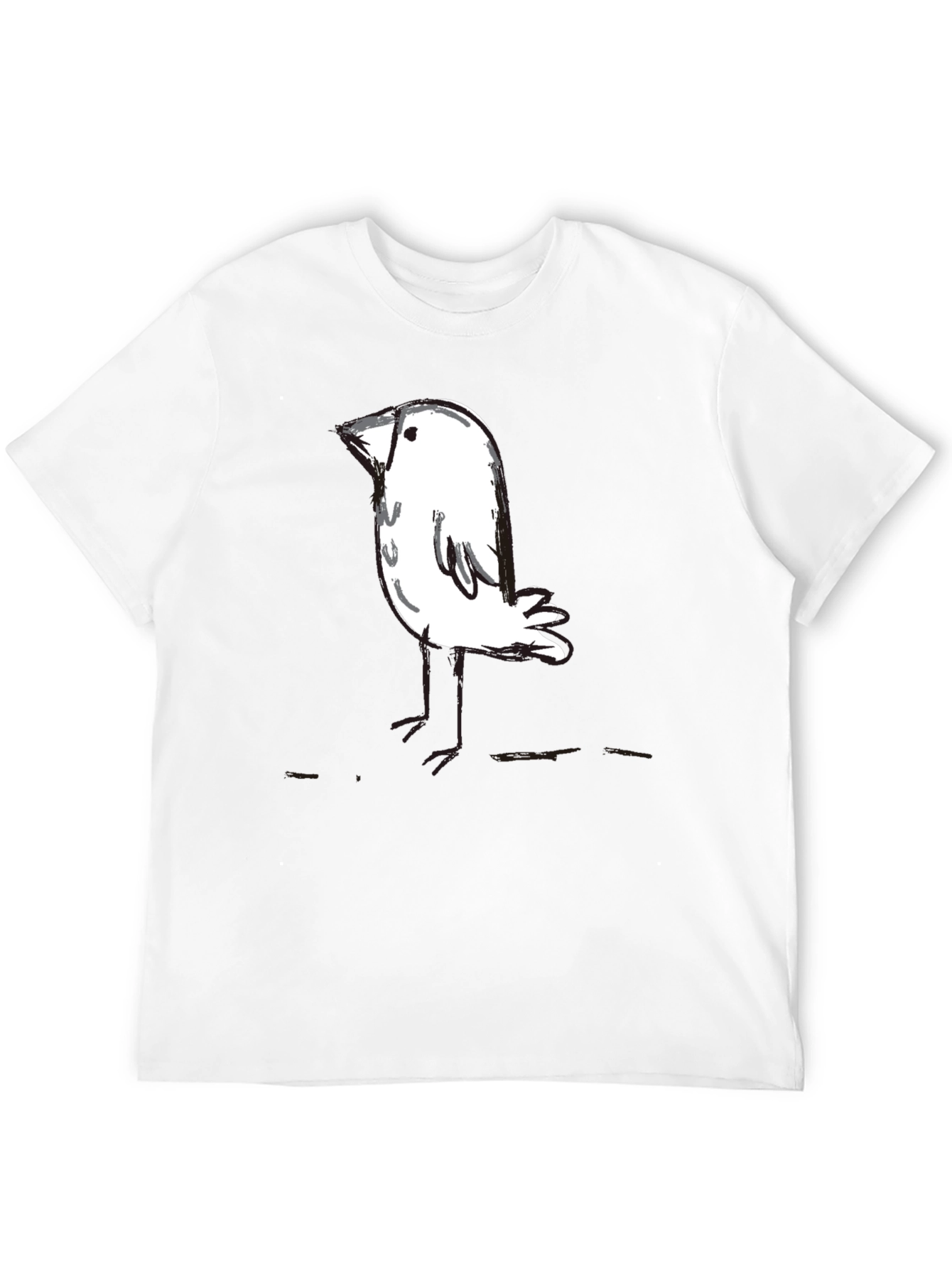 Whimsical Bird Graphic Tee - Black Unisex T-Shirt