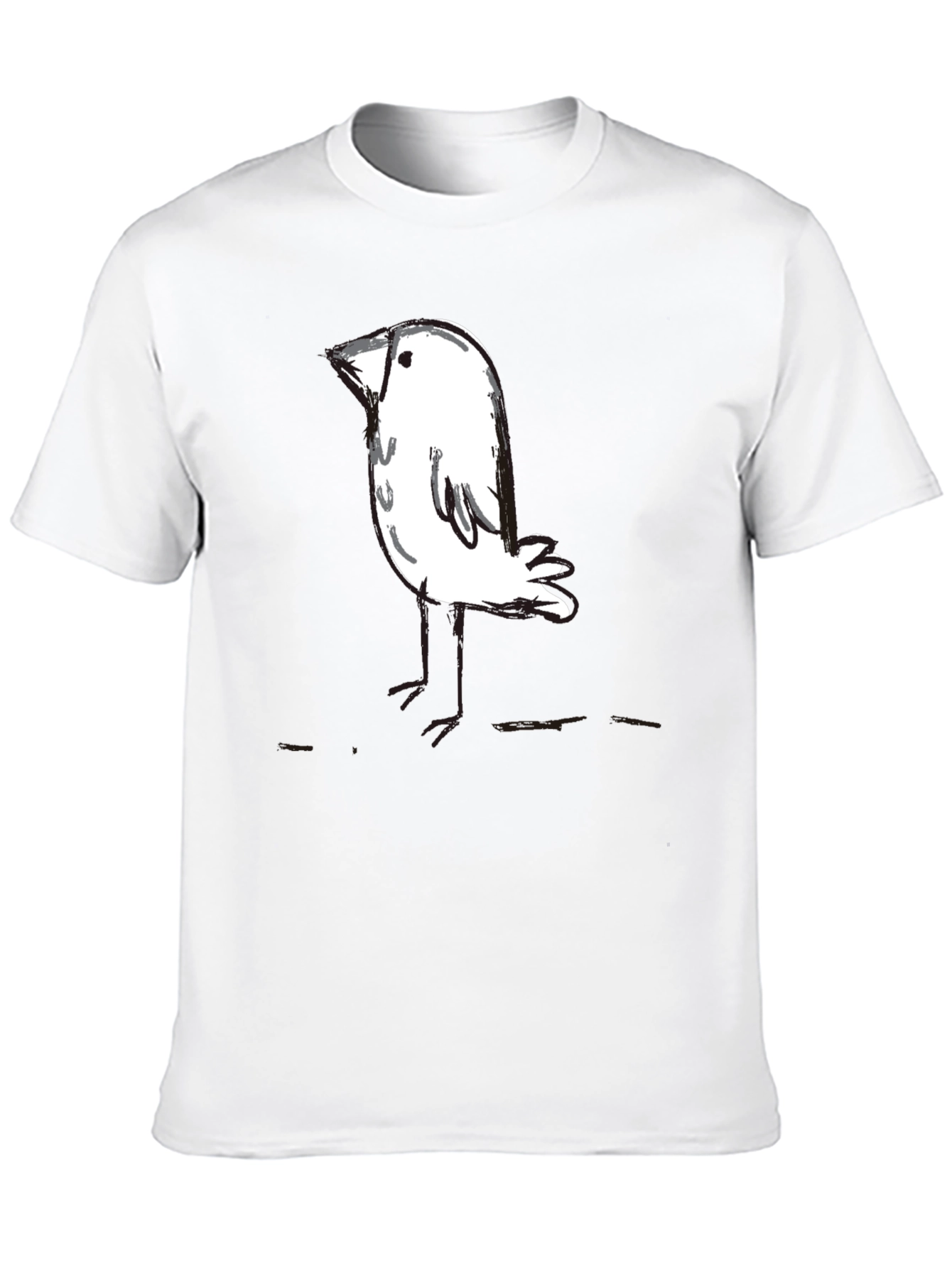 Whimsical Bird Graphic Tee - Black Unisex T-Shirt