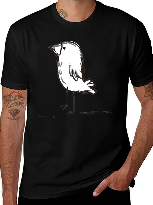 Whimsical Bird Graphic Tee - Black Unisex T-Shirt