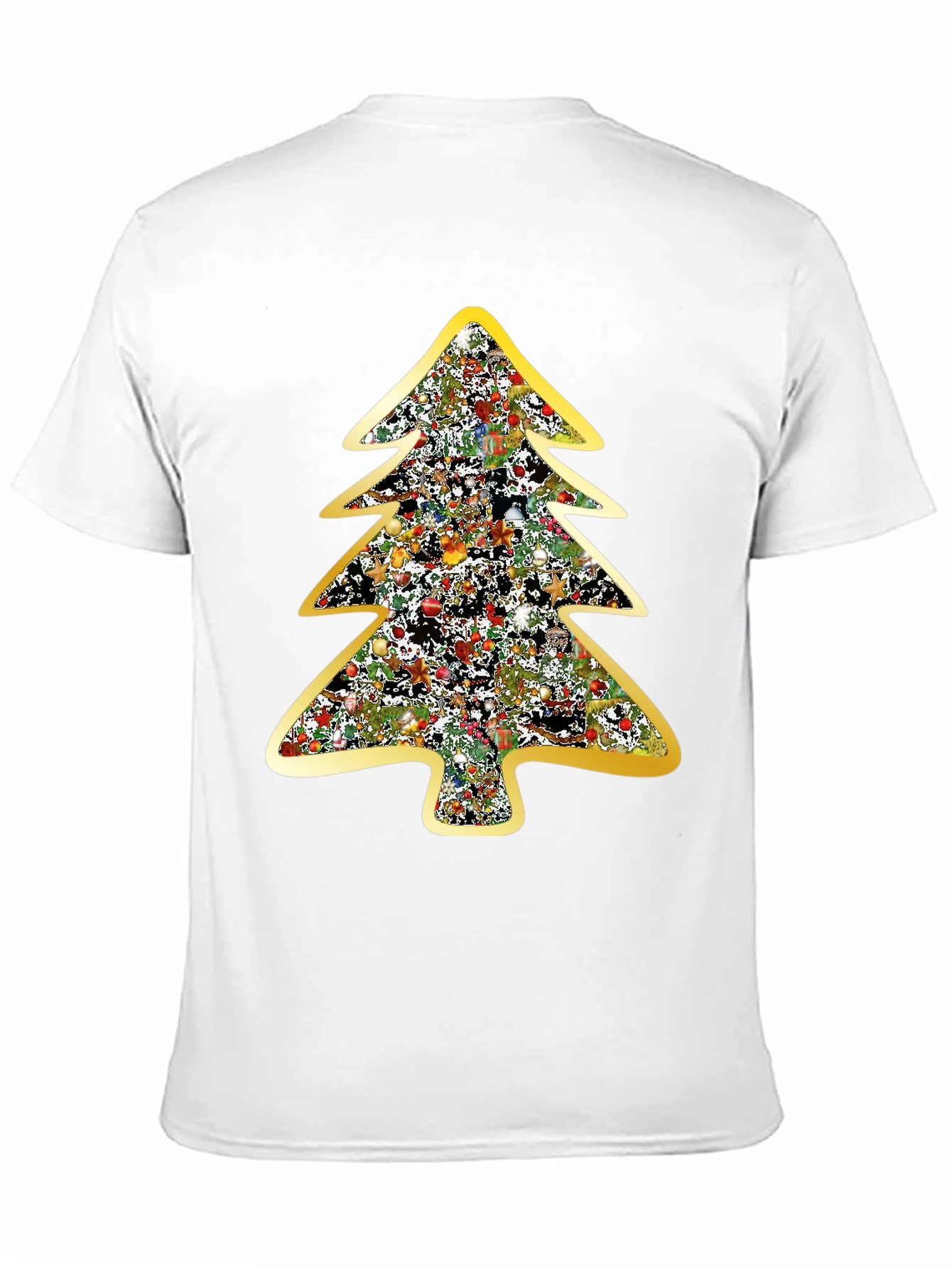 Festive Christmas Tree Graphic Tee - Black