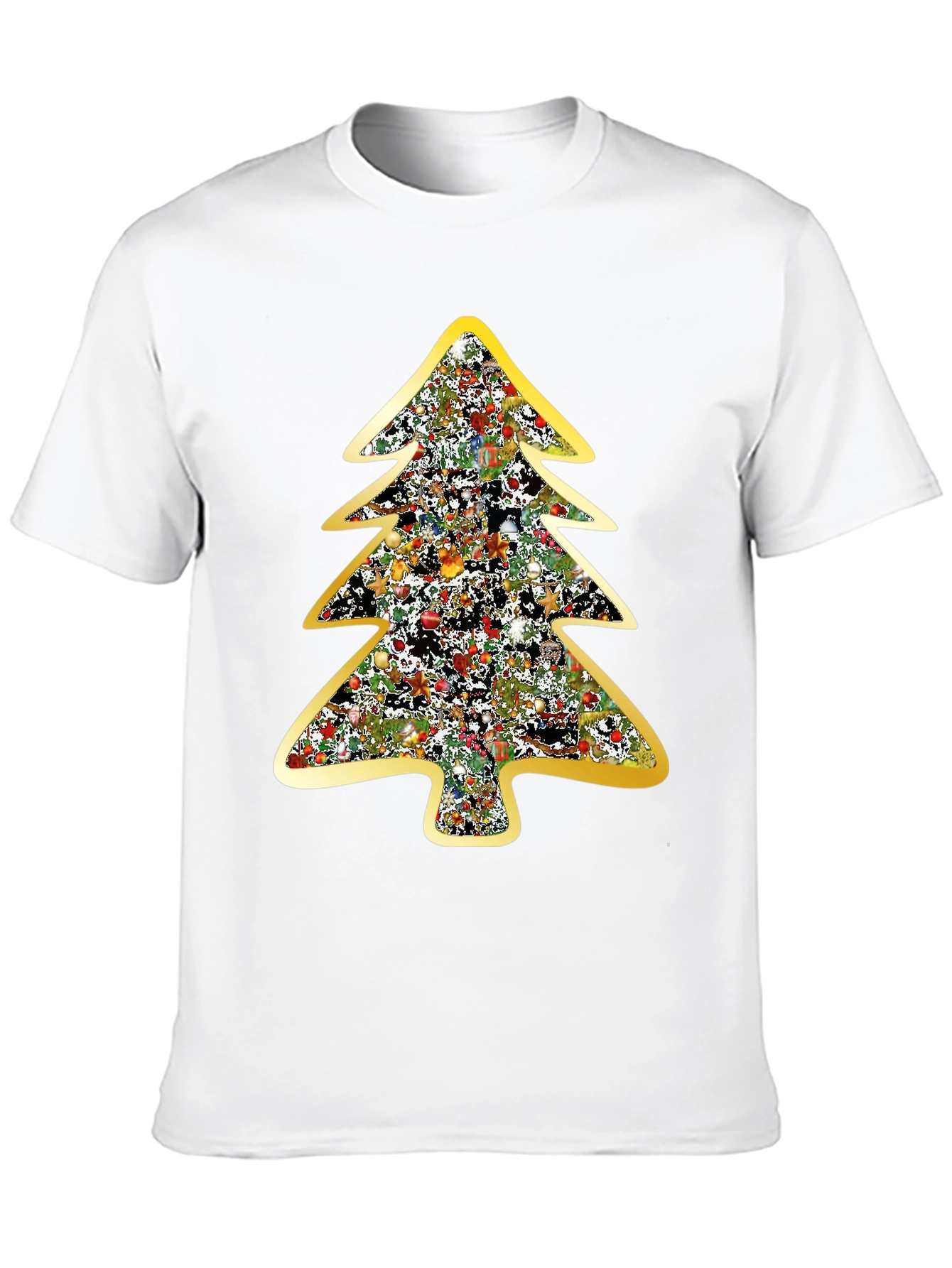 Festive Christmas Tree Graphic Tee - Black