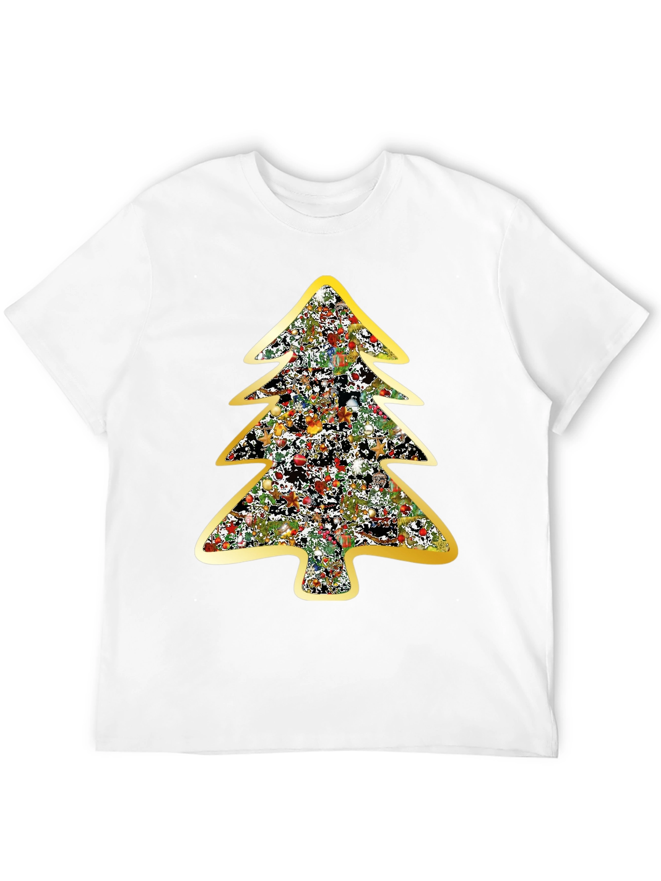 Festive Christmas Tree Graphic Tee - Black