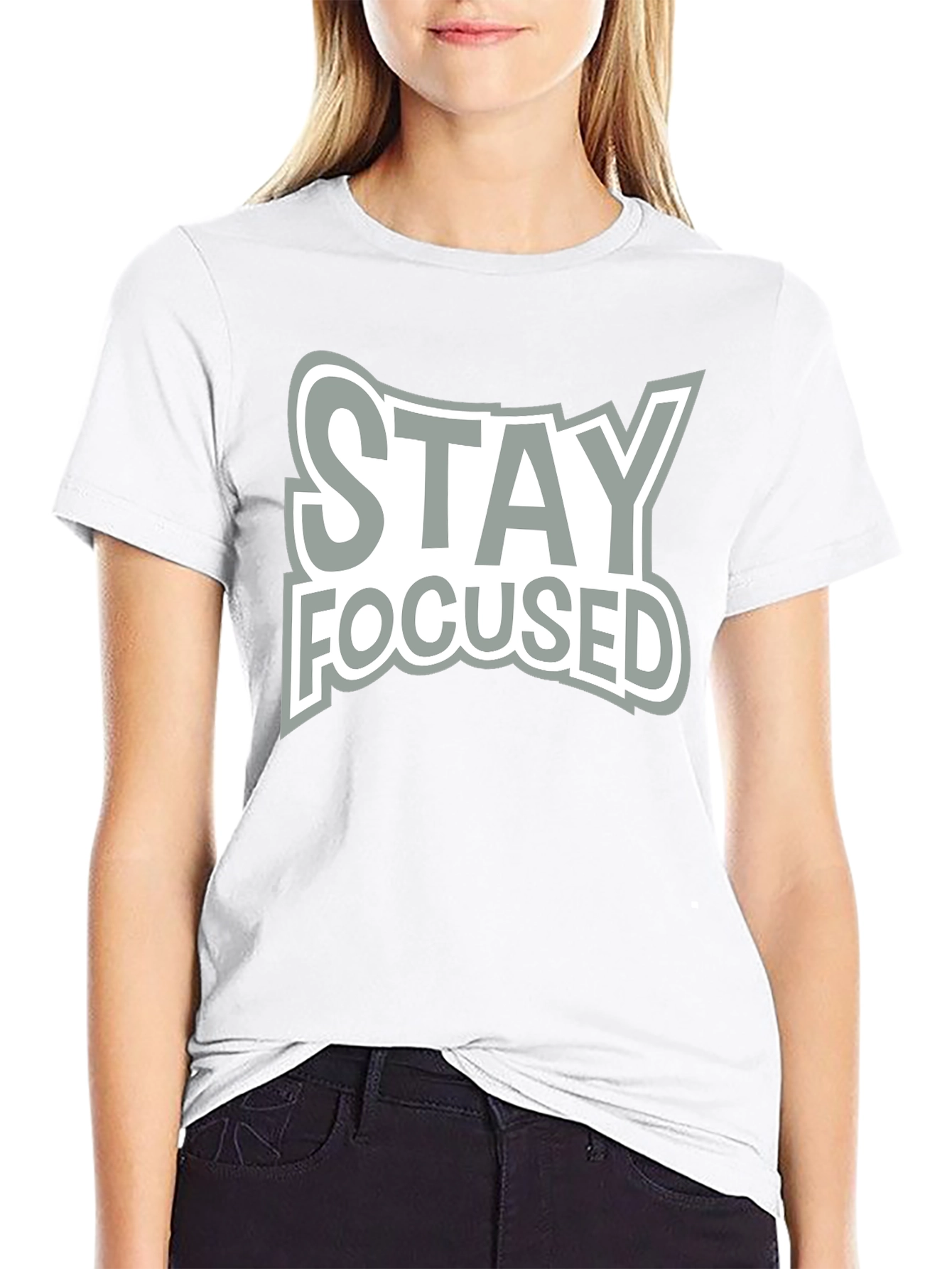 Stay Focused Graphic Black T-Shirt