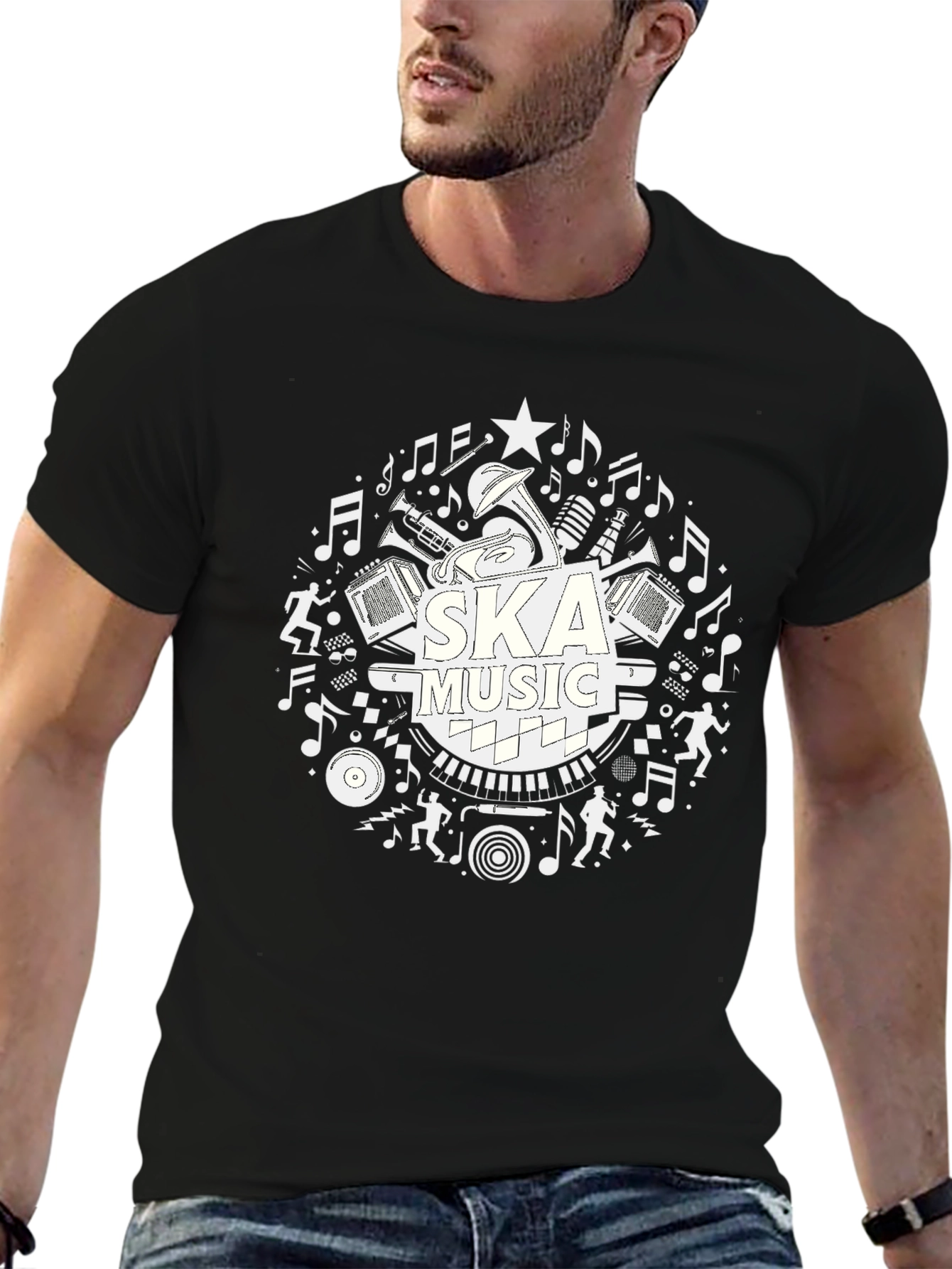 Ska Music Graphic T-Shirt - Black Cotton Tee