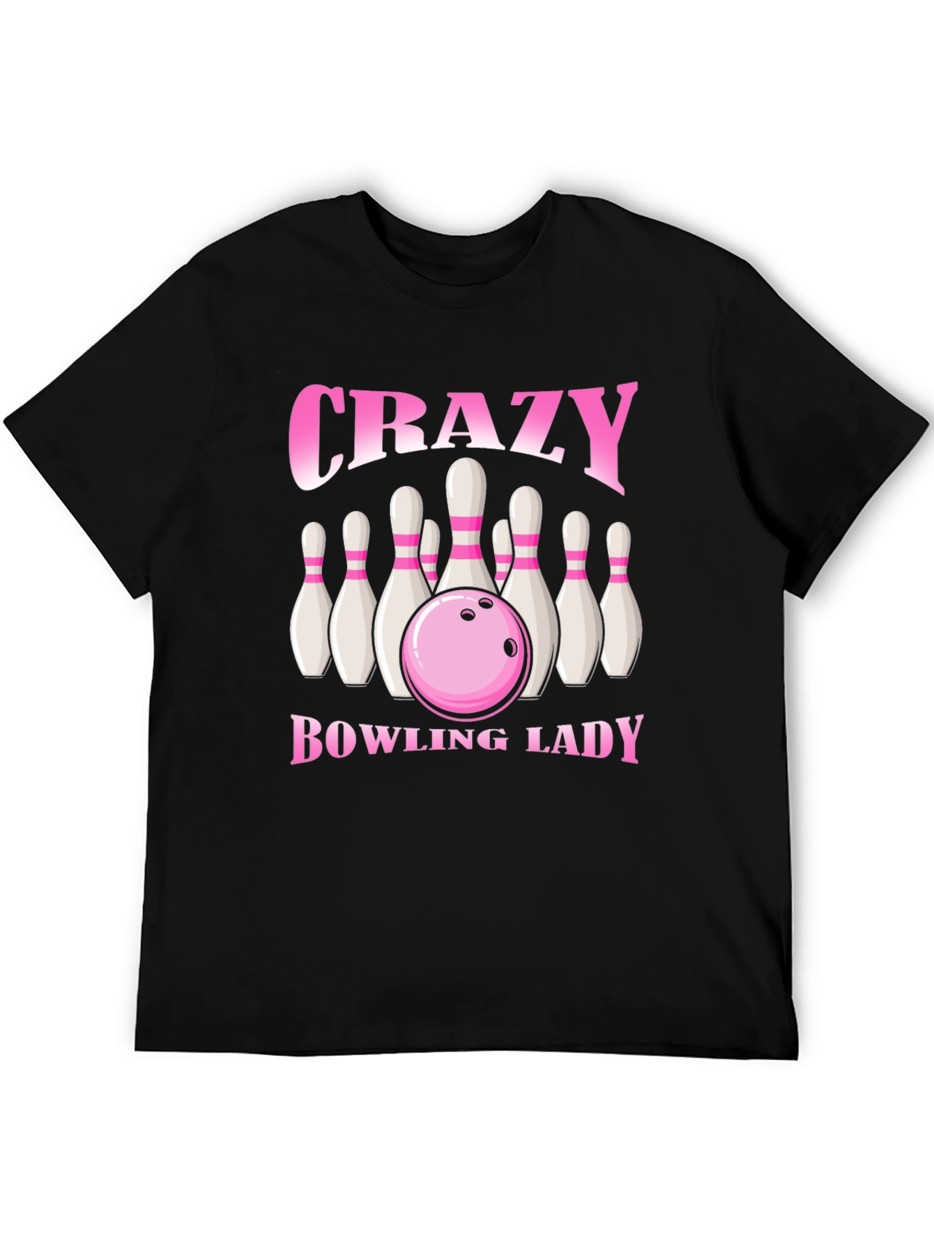 Crazy Bowling Lady T-Shirt - Black