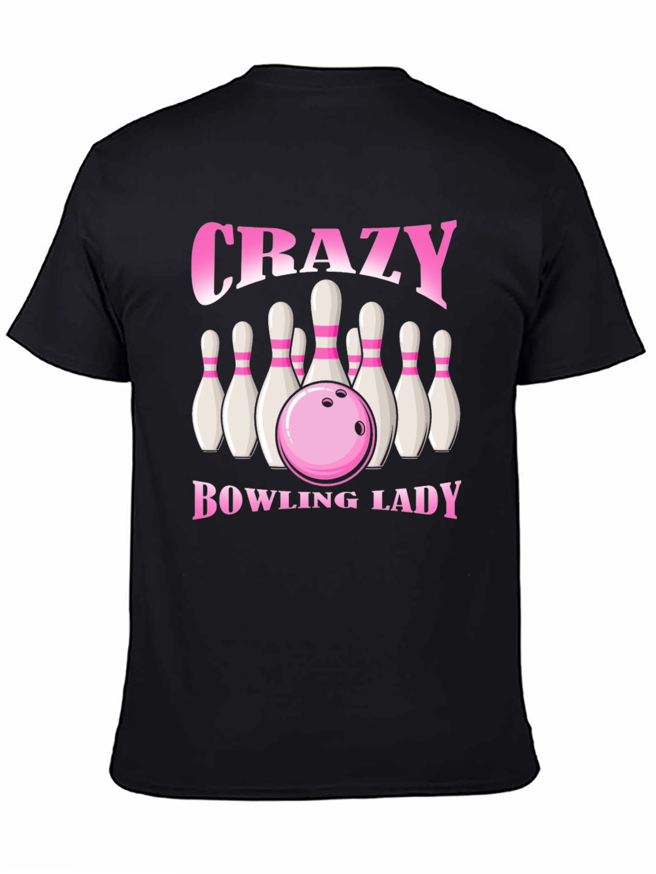 Crazy Bowling Lady T-Shirt - Black