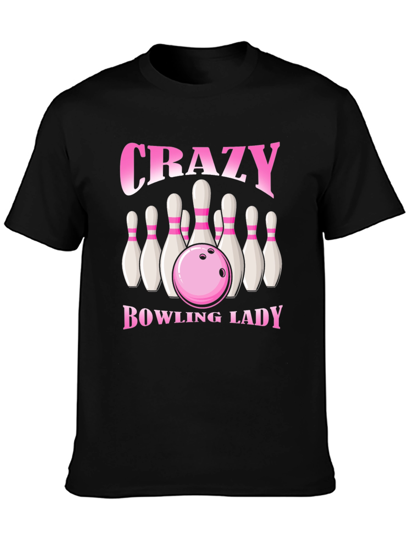 Crazy Bowling Lady T-Shirt - Black