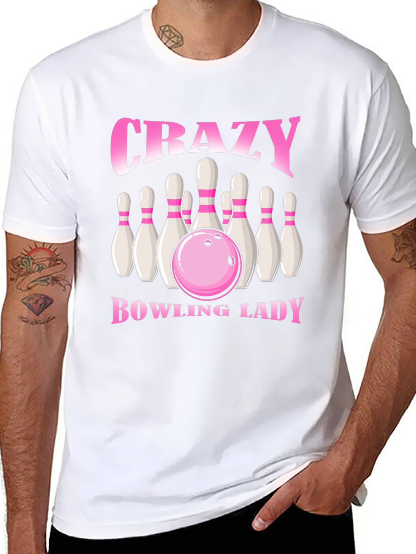 Crazy Bowling Lady T-Shirt - Black