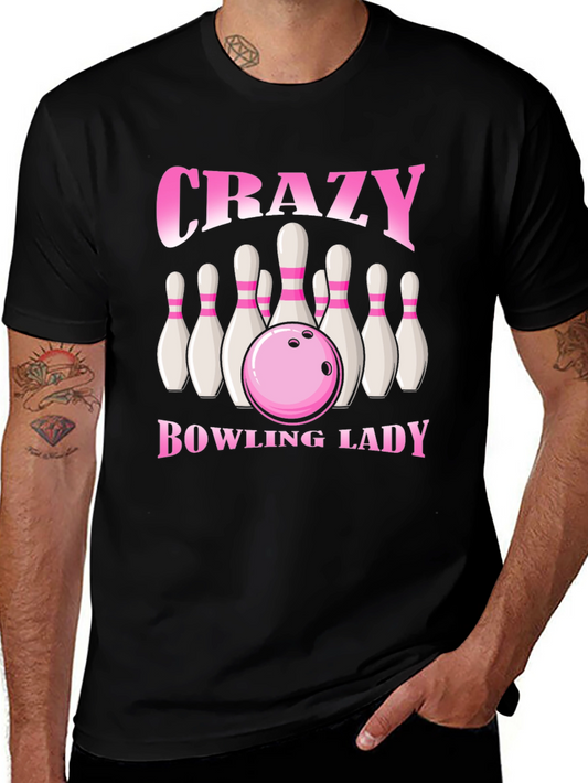 Crazy Bowling Lady T-Shirt - Black